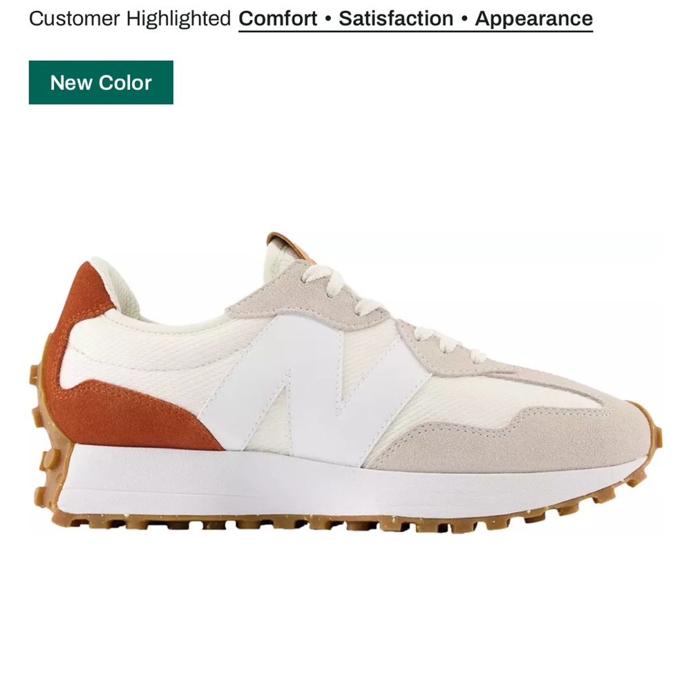 New Balance White and Tan Sneakers